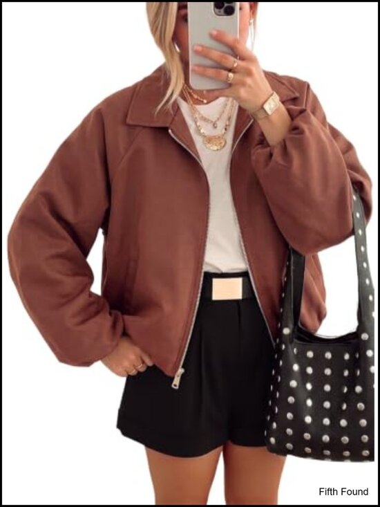 Jackets & Blazers - Women's Casual Long Sleeve Zipper Up Jacket Loose Fit with Pockets